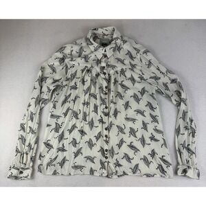 Maeve Lilly of the Valley Print Bainbridge Button Up Blouse Womens Size 10 Rayon